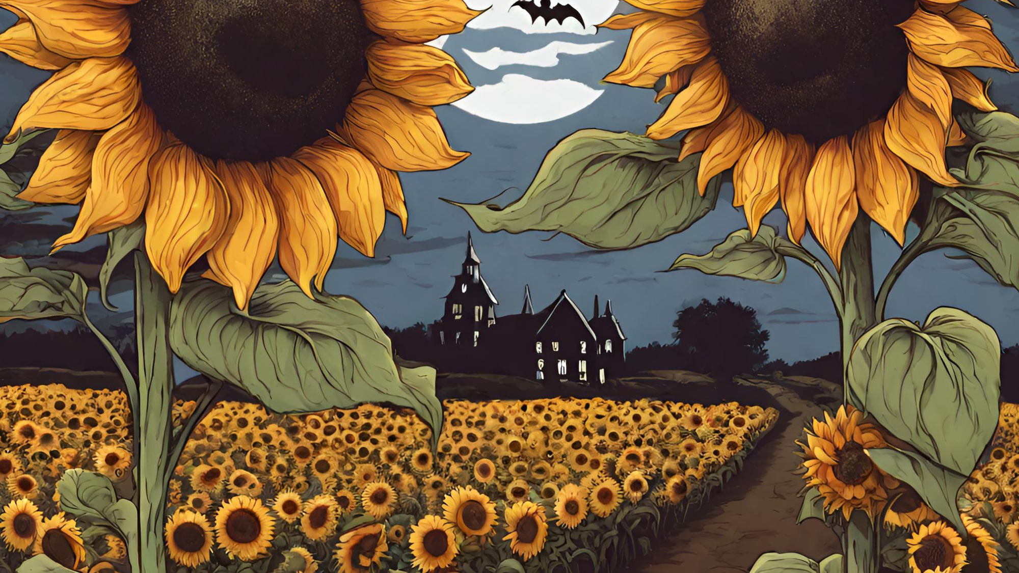 Fields of gold spooky sunflower walk